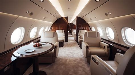 Premium Photo | The interior of an airplane with a table and chairs