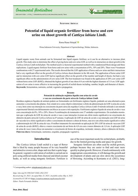 Pdf Potential Of Liquid Organic Fertilizer From Horse And Cow Urine