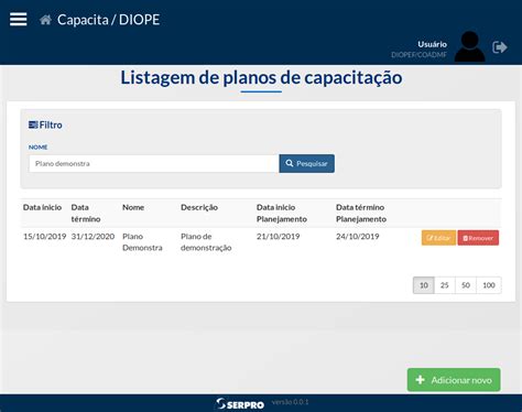 Capacita DIOPE Como editar um Plano de Capacitação