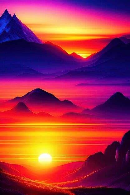 Premium AI Image Glorious Sunset Over The Mountains Attractive Summer