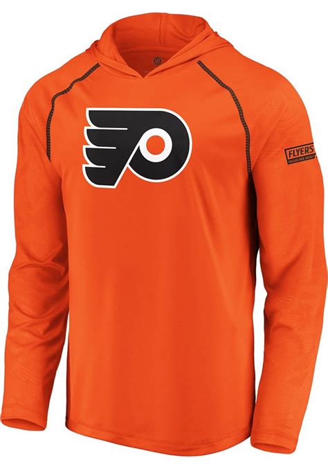 Philadelphia Flyers Mens Orange Defender Primary Hood Hooded Tee