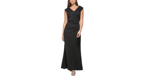 Dkny Ruched Portrait Collar Gown In Black Lyst