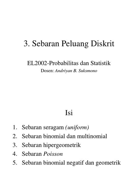 Iii Sebaran Peluang Diskrit Pdf