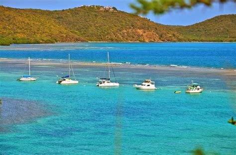 Boats On Moorings Overlook Ensenada Honda Bay Culebra Puerto Rico