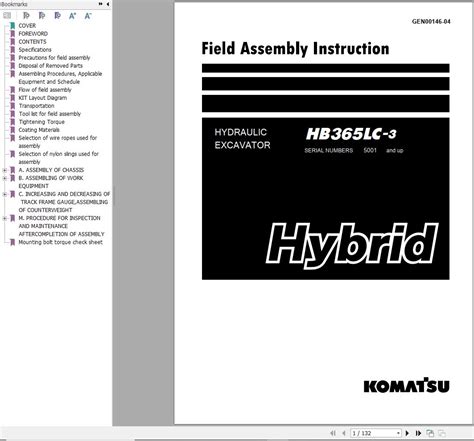 Komatsu Hydraulic Excavator HB365LC 3 Field Assembly Instruction Auto