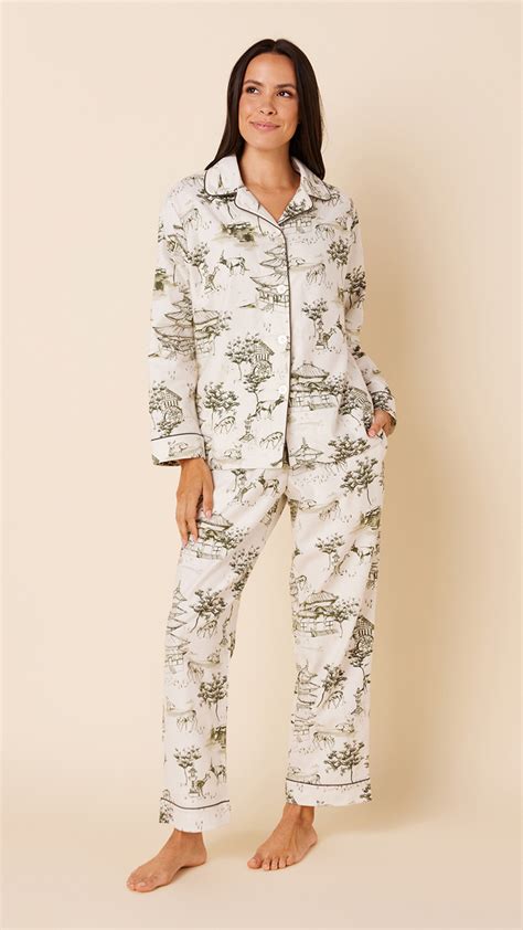 The Cats Pajamas Womens Zen Garden Flannel Classic Pajama Set