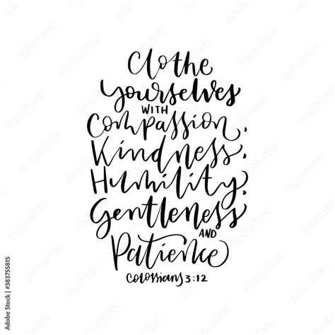 Printable Scripture Lettering On White Background Clothe Yourself With Compassion Kindness