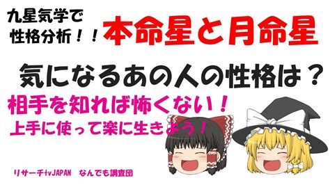 【九星気学】【けんどこ特別回】本命星と月命星で分かるあなたの性格！リサーチtv Japan ゆっくり解説 Youtube