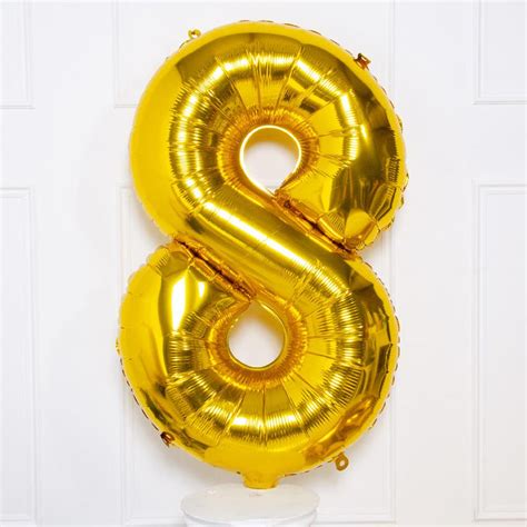 Supershape Gold Balloon Number 8 Helium Balloons Party Pieces