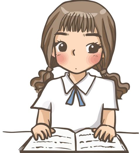 Girl Student Working Clipart