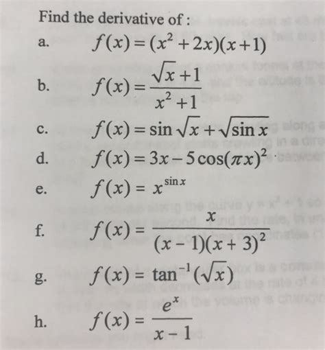 Solved Find The Derivative Of F X X2 2x X 1 F X