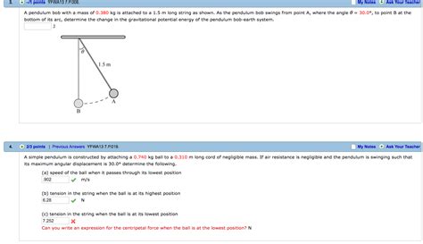 Solved The Pendulum Ball Shown Weighs 30 Kg And Has A Spe 056