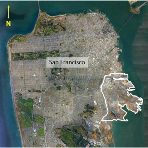 Map Of San Francisco With The Bayview Hunters Point Community Outlined