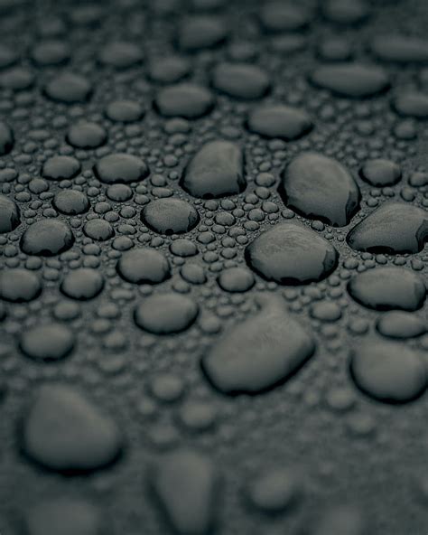 Drops Water Macro Surface Gray Hd Phone Wallpaper Peakpx