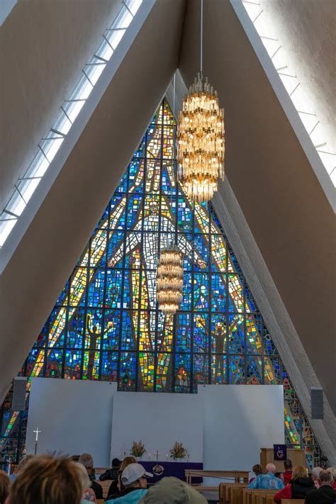 interior  arctic cathedral  tromso norway editorial photo image