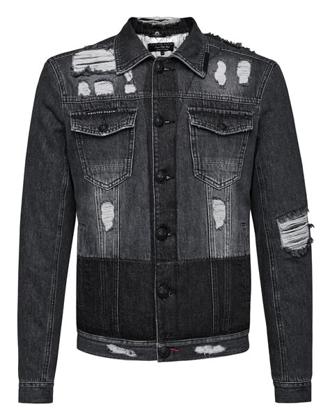 Philipp Plein Denim Jacket Statement Philippplein Cloth Philipp Plein Grey Stone Motorcycle