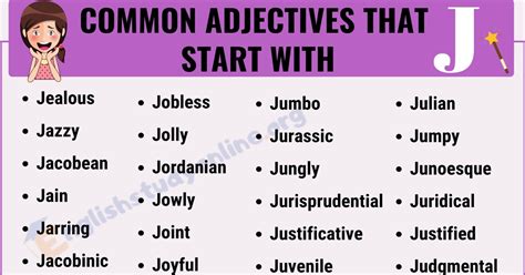 150 Adjectives That Start with J with Interesting Examples - English ...