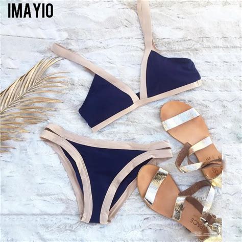 Imayio Women Sexy Swimsuit Brazilian Bikini Set Solid Beachwear For