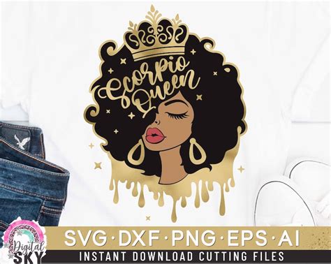 Scorpio Queen Svg Afro Girl Svg Afro Queen Svg Birthday Etsy