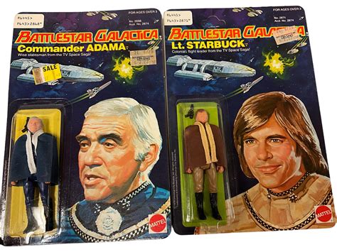 Lot 2 Vintage 1978 Battlestar Galactica Action Figures By Mattel Includes Commander Adama