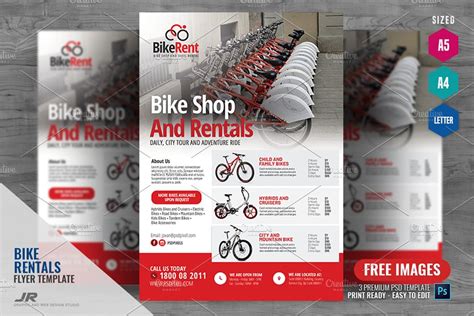 Bicycle For Rent Flyer Creative Photoshop Templates Creative Market