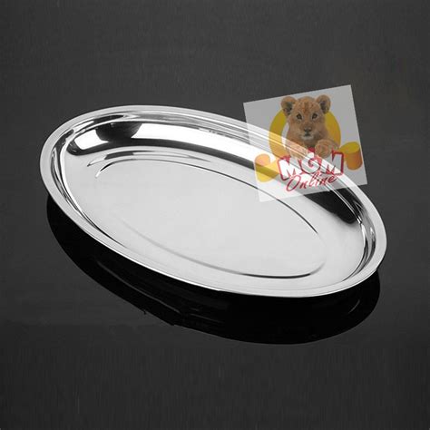 Jual Piring Oval Stainless 26CM TEBAL Piring Stainless Oval Shopee