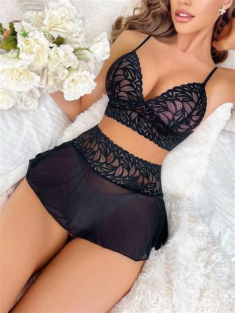 Classic Sexy Ensemble De Lingerie En Dentelle En Tulle Mode En Ligne