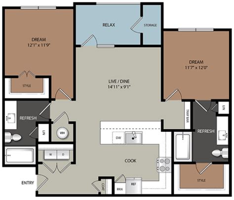 1, 2, 3-Bedroom Apartments San Antonio | Floor Plans | Ironridge