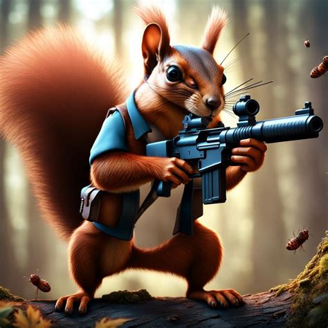 Squirrel Holding A Gun Pointing At A Bugs Head While Teaching A Class