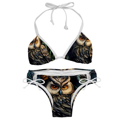Owl Adjustable Strap Detachable Sponge Bikini Set Two Pack For Beach And Pool Parties