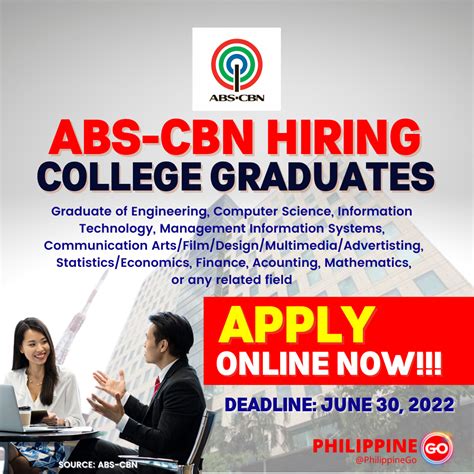 Abs Cbn Corporation Hiring College Graduates Philippine Go