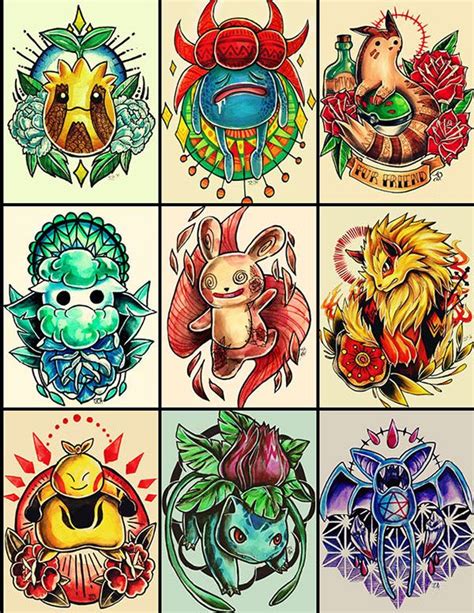 Pokemon Tattoo Designs On Behance Pokemon Tattoo Pokemon Pokemon Art