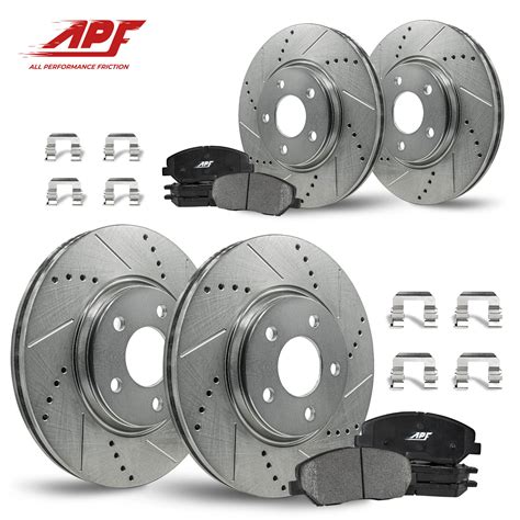 Front Rear Drill Slot Zinc Brake Rotors Ceramic Pads For Honda Pilot