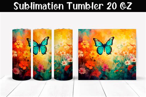 Butterfly Sublimation Tumbler Wrap 20 Oz By Ananastya Thehungryjpeg