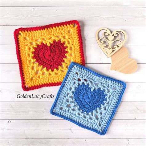 Heart Granny Square Crochet Pattern Goldenlucycrafts