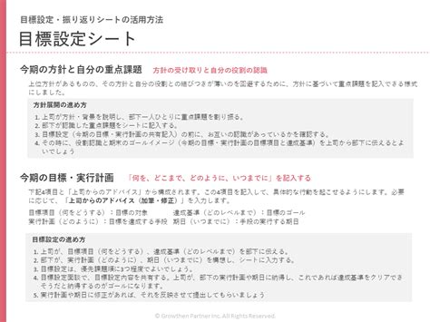 目標管理における目標設定・振り返りシートの活用法（テンプレートあり） 株式会社グローセンパートナー