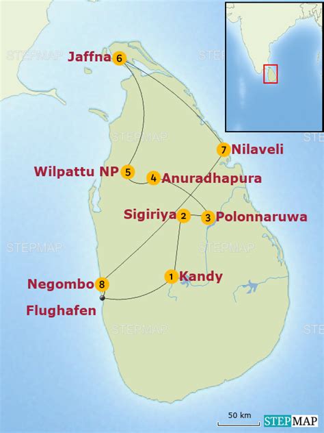 Stepmap Rundreise Der Unentdeckte Norden Sri Lankas Landkarte F R