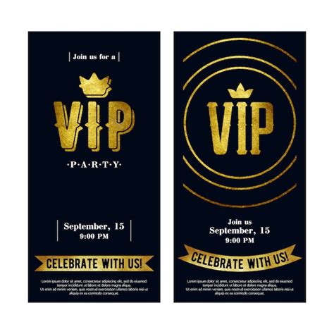 Cartes D Invitation Vip Avec Lettres De Peinture Dor E Vecteur Premium