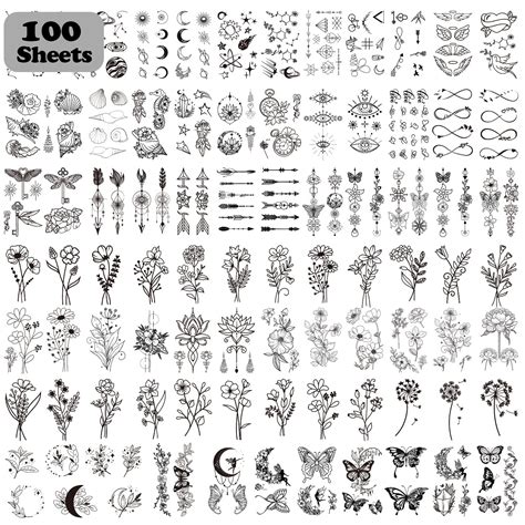 Buy Acevegue 100 Sheets Tiny Branch Temporary Tattoos For Women Girls