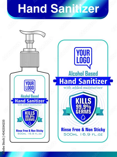 Hand sanitizer label design vector graphic template for packaging ...