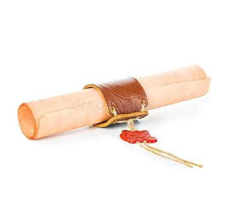 Ancient Scroll With Wax Seal On White Stock Photo Image 57467116