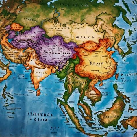 Map of Asia with details and the name of each country | Premium AI ...