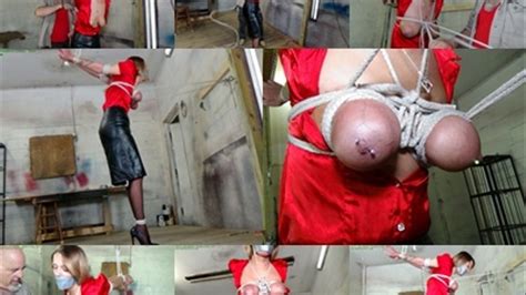 Strung Up In A Strict Strappado With Her Cruelly Bound Tits Tethered To The Wall MP4 SD