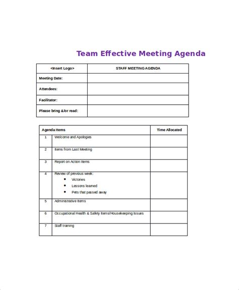 Effective Meeting Agenda Template Business Mentor Riset