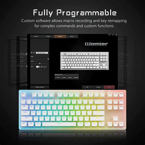 Womier K Pro Hot Swappable RGB Gaming Mechanical Keyboard Translucent Glass Base Silver