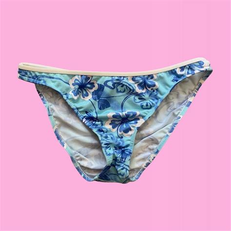 Women S Blue And White Bikini And Tankini Bottoms Depop