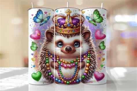 Cute Hedgehog Mardi Gras Tumbler Wrap Graphic By Thedigitalstore