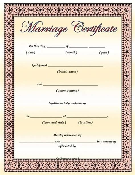 Catholic Marriage Certificate Template