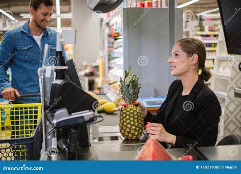 Man Buying Goods In A Grocery Store Stock Image Image Of Operator