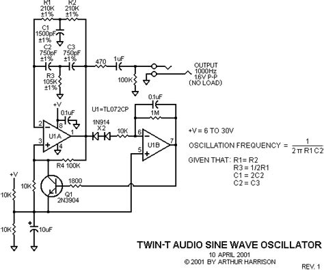 Twin T Audio Sine Wave Oscillator Under Repository Circuits 53618